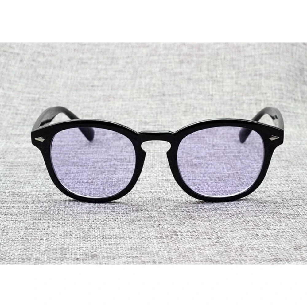 Round Sunglasses Purple Lens Tony Stark Style Men's Fashion Eyewear Lentes Gafas
